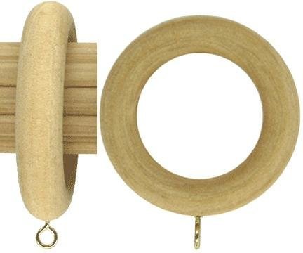 Smooth Wood Curtain Ring for 2 Curtain Rods~Each