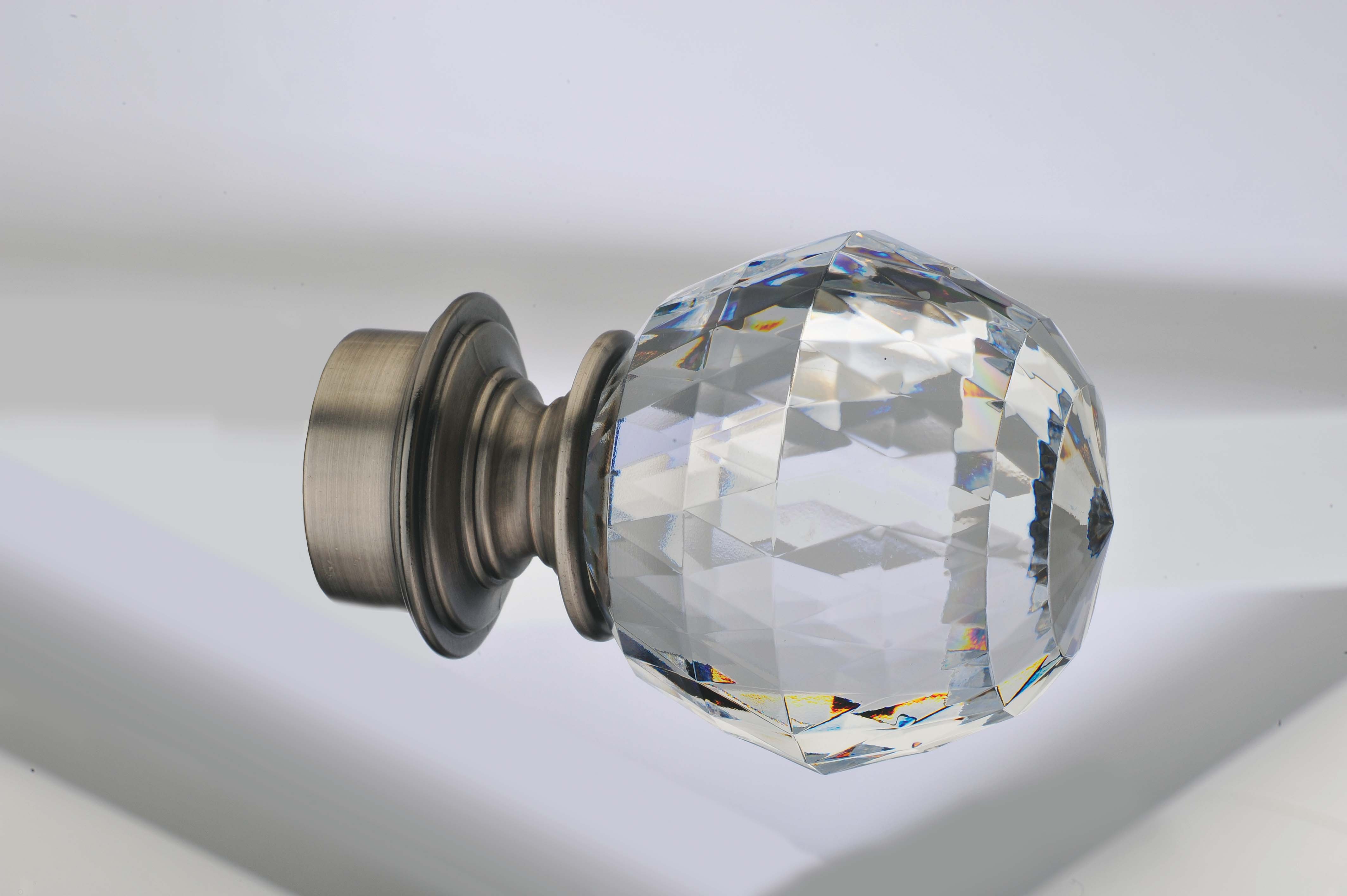 Bella Pewter Acrylic Finials for 1 3/8" Curtain RodPair