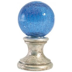Blue Crackle Ball Finial