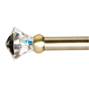 Diamond Crystal Cut Finial on Brushed Brass Base~Pair