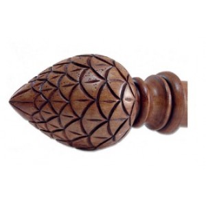 Pinecone Wood Finial for 2" Curtain Rod~Pair