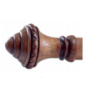 Torch Wood Finial for 2" Curtain Rod~Pair