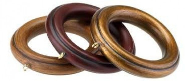 Fluted Wood Curtain Ring for 2 Drapery Rod~Each
