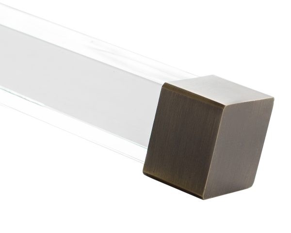 Brushed Gold End Cap for 1 1/2" Square Acrylic Curtain Rod~Each
