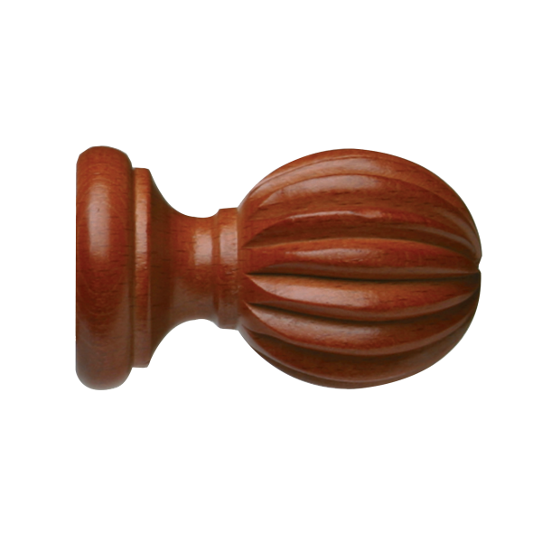 Fluted Wood Finial for 2" Rod Diameter