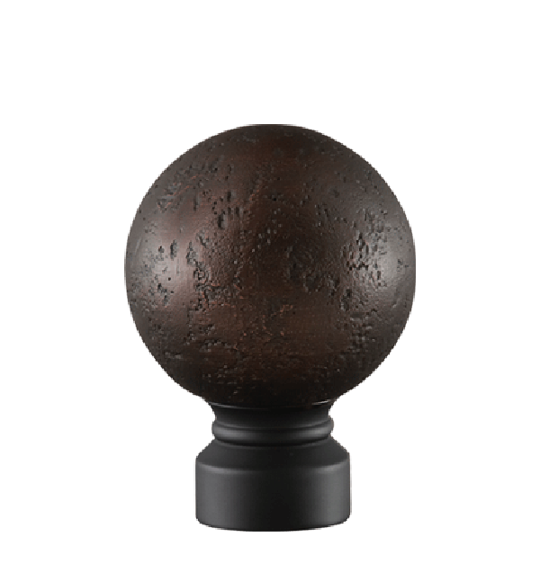 Amber/Matte Black Rustic Forged Ball Finial for 1 1/8" Curtain Rod