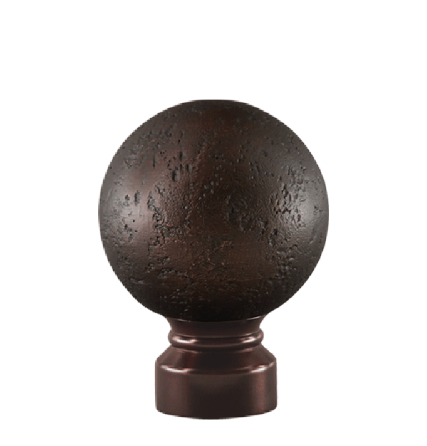 Amber/Oil Rubbed Bronze Rustic Forged Ball Finial for 1 1/8" Curtain Rod