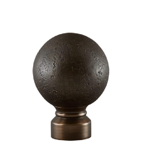 Bronze/Brushed Bronze Rustic Forged Ball Finial for 1 1/8" Curtain Rod