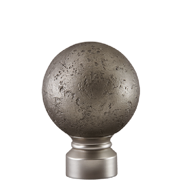 Nickel/Satin Nickel Rustic Forged Ball Finial for 1 1/8" Curtain Rod