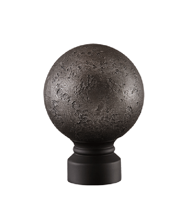 Pewter/Matte Black Rustic Forged Ball Finial for 1 1/8" Curtain Rod