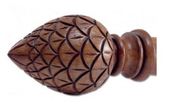 Pinecone Wood Finial for 2 Curtain Rod~Pair