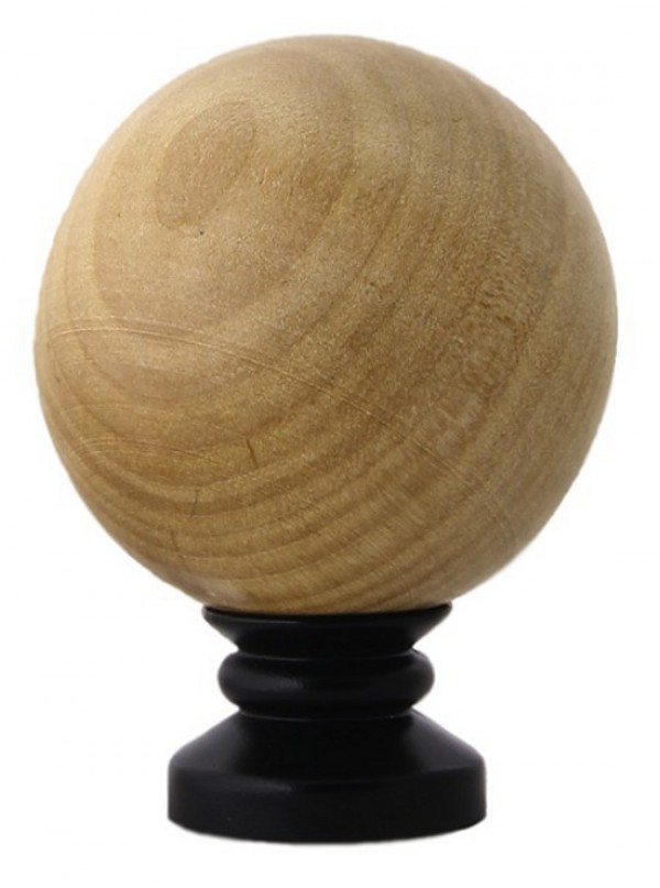 Wood Ball Finial for 1" Diameter Rod 